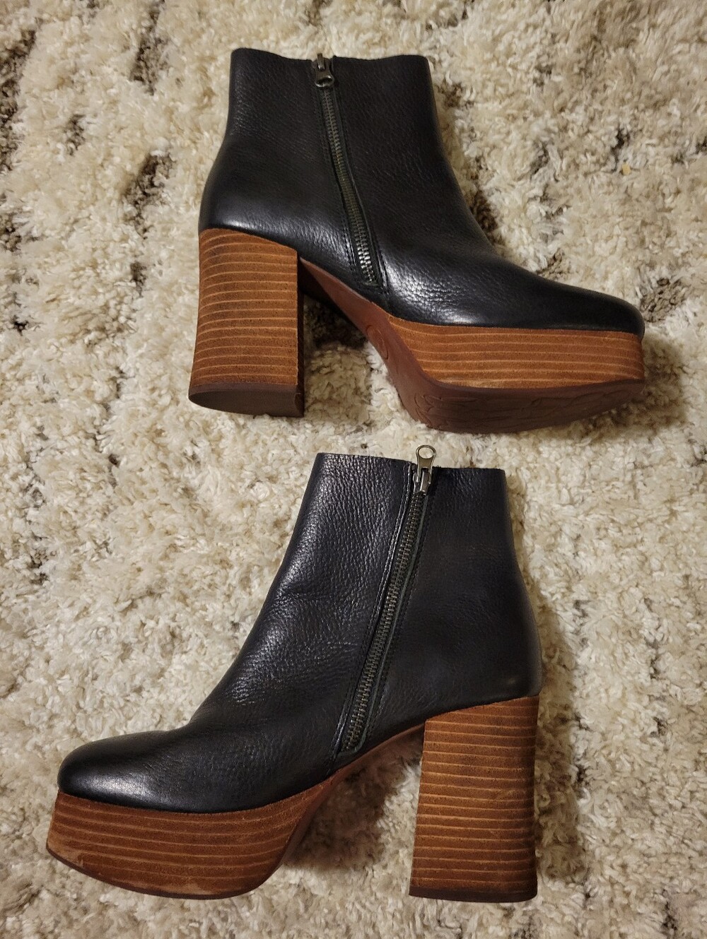 Korke -Ease Baylie Black Leather Platform Ankle Boots Size 7.5 - Picture 3 of 11